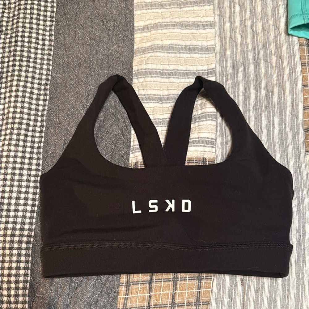 LSKD Women's Black Strappy Sports Bra - Low to Medium Support